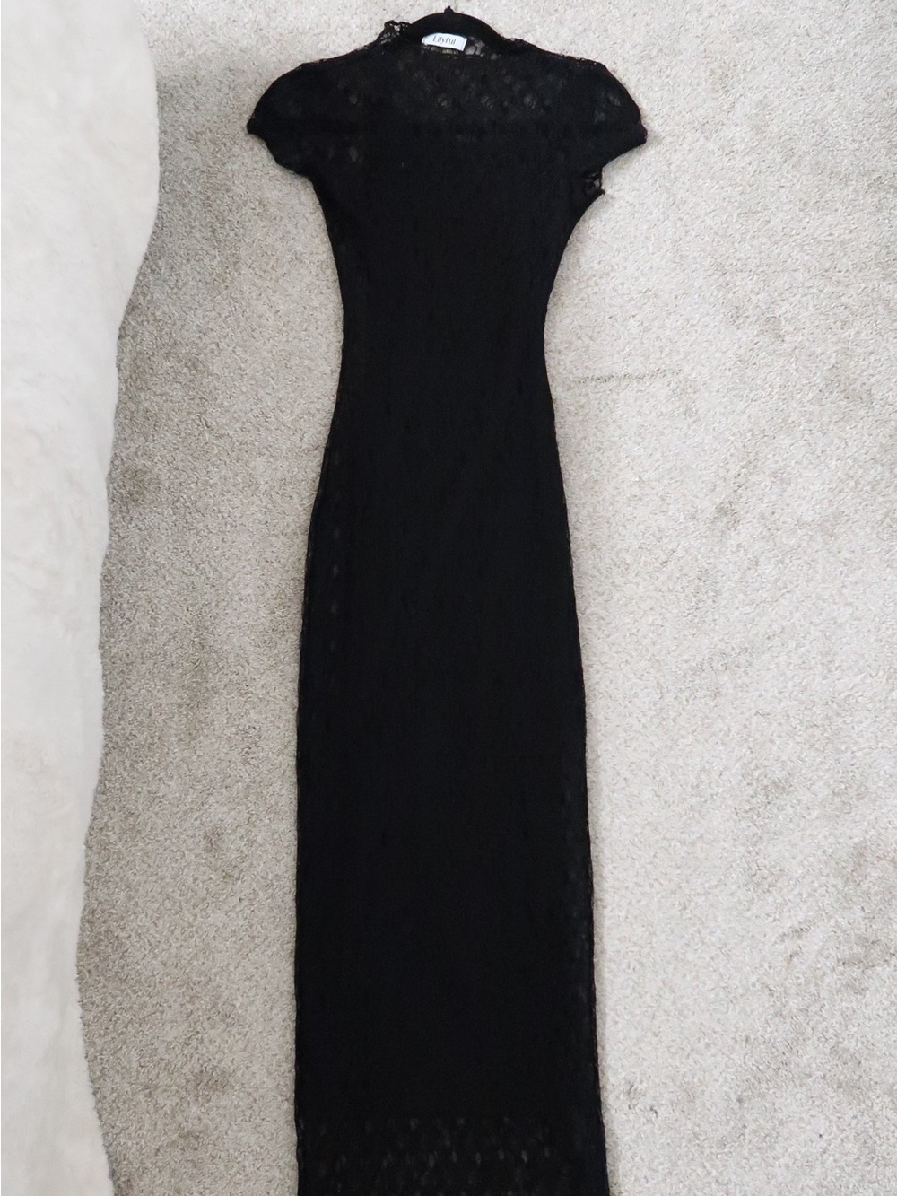 Lilyful - Black Lace Maxi Dress with Black Slip
